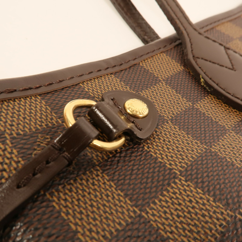 LOUIS VUITTON Damier Neverfull PM金扣手挽袋-14