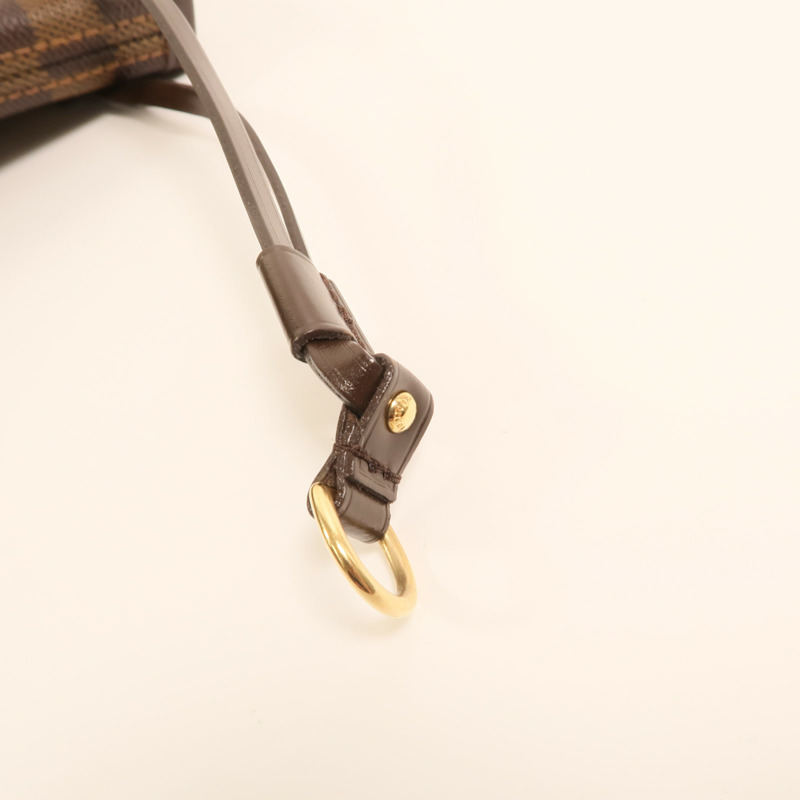 LOUIS VUITTON Damier Neverfull PM金扣手挽袋-15