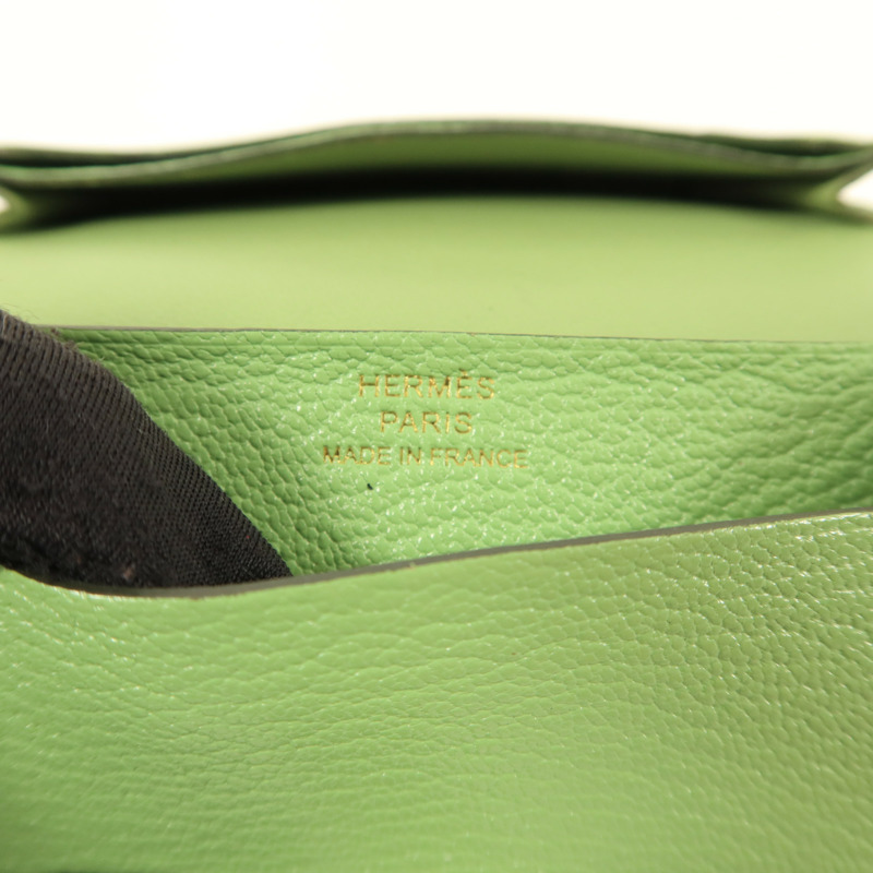 HERMES Chevre皮革Bearn Card Case金扣卡片套Vert Criquet-5