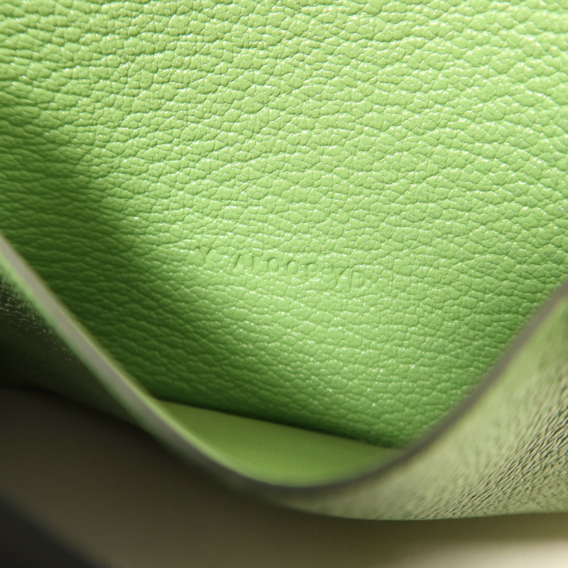 HERMES Chevre皮革Bearn Card Case金扣卡片套Vert Criquet-6