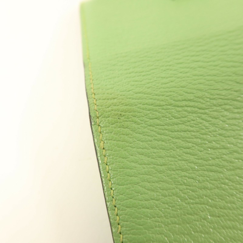 HERMES Chevre皮革Bearn Card Case金扣卡片套Vert Criquet-15