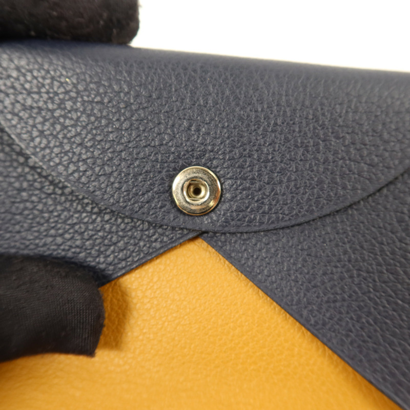 HERMES Evercolor皮革Calvi Card Case銀扣卡片套Bleu Nuit-8