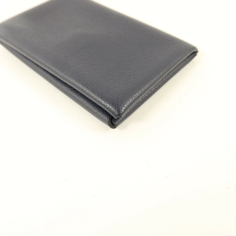 HERMES Evercolor皮革Calvi Card Case銀扣卡片套Bleu Nuit-9