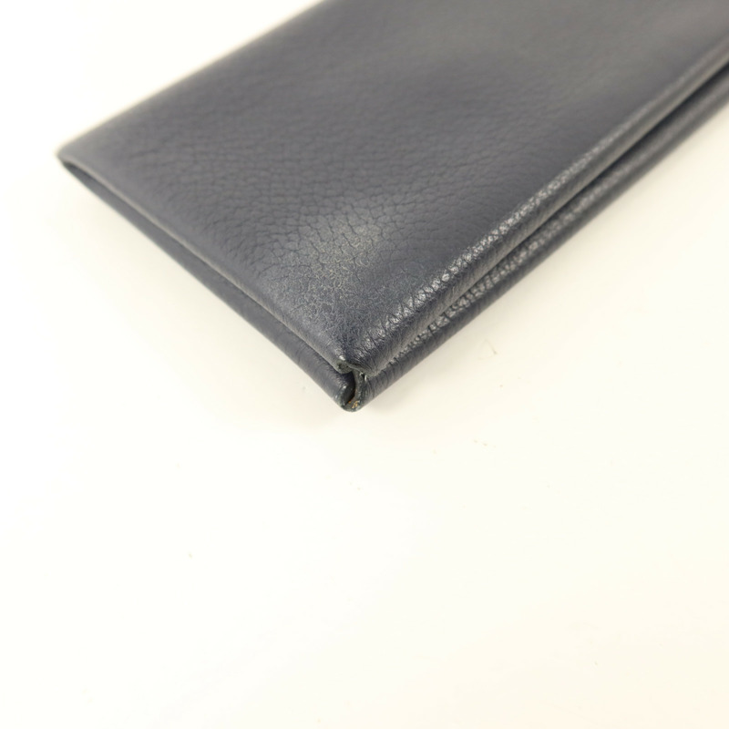 HERMES Evercolor皮革Calvi Card Case銀扣卡片套Bleu Nuit-10