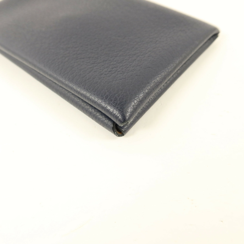 HERMES Evercolor皮革Calvi Card Case銀扣卡片套Bleu Nuit-11