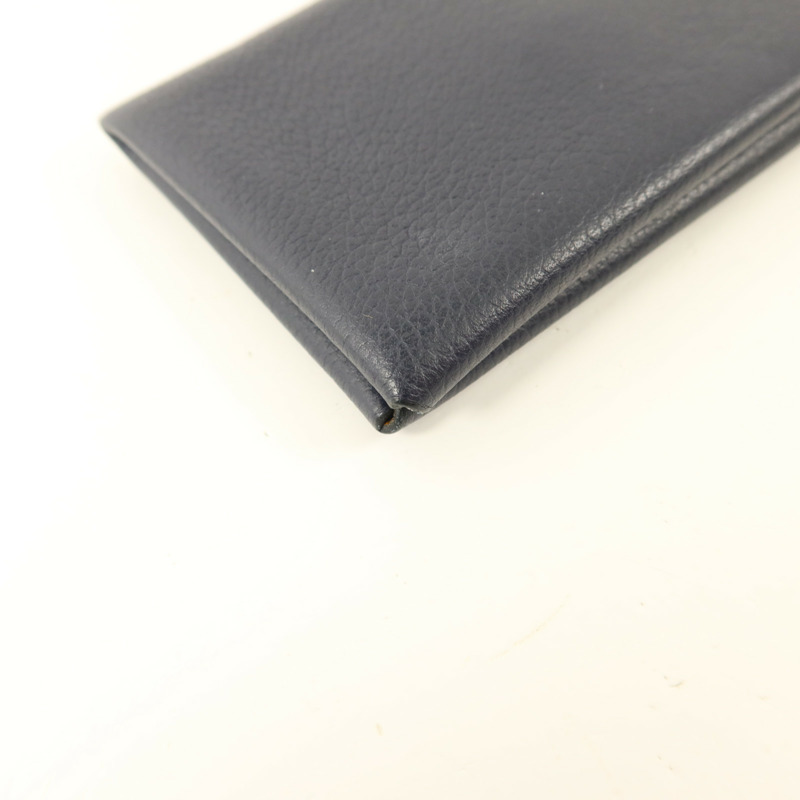 HERMES Evercolor皮革Calvi Card Case銀扣卡片套Bleu Nuit-12