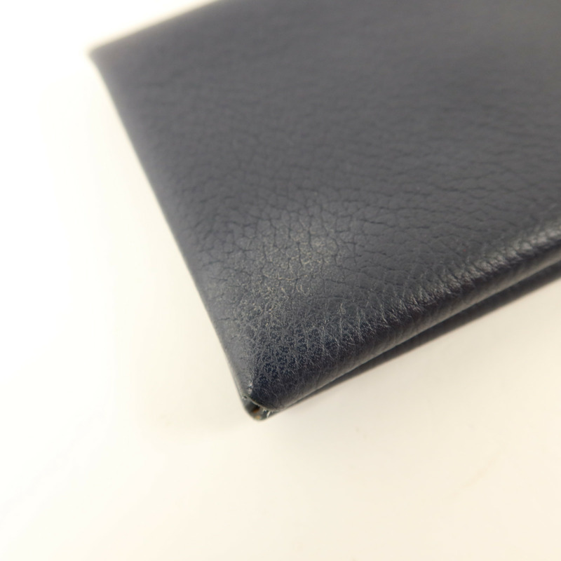 HERMES Evercolor皮革Calvi Card Case銀扣卡片套Bleu Nuit-13