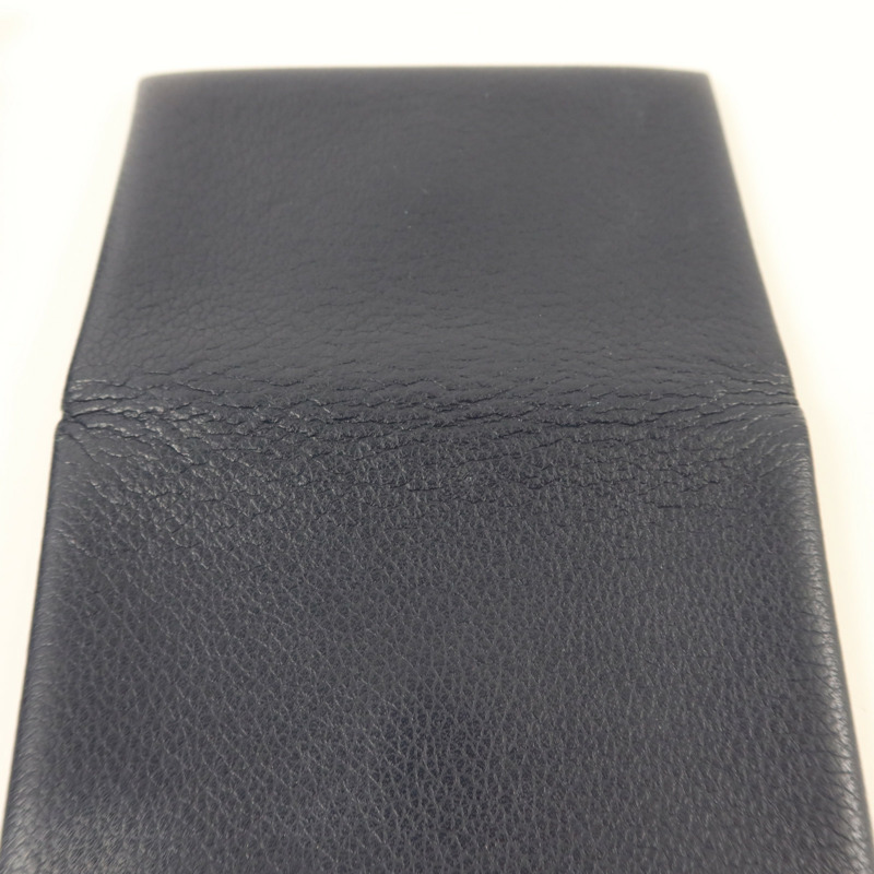 HERMES Evercolor皮革Calvi Card Case銀扣卡片套Bleu Nuit-14