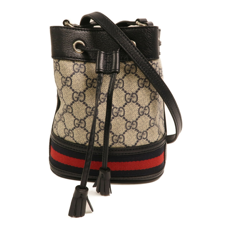 GUCCI 塗層帆布Ophidia GG Mini Bucket Bag銀扣肩背袋-0