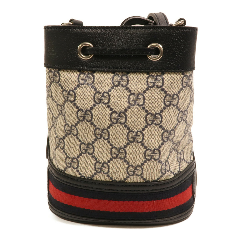 GUCCI 塗層帆布Ophidia GG Mini Bucket Bag銀扣肩背袋-1