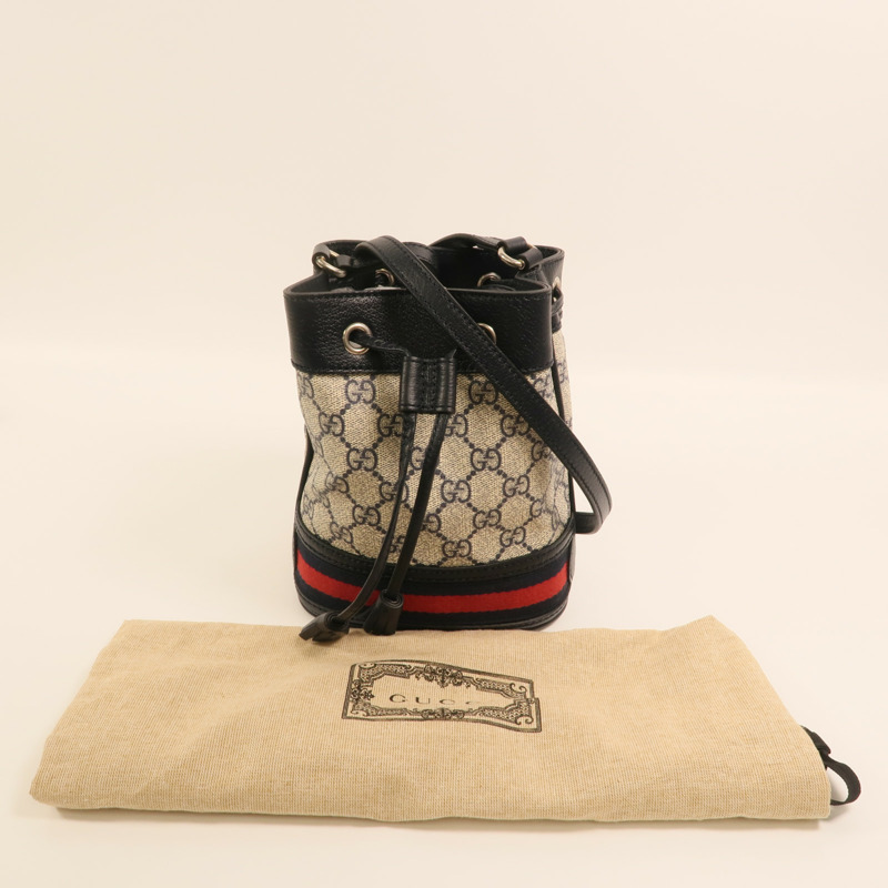 GUCCI 塗層帆布Ophidia GG Mini Bucket Bag銀扣肩背袋-8
