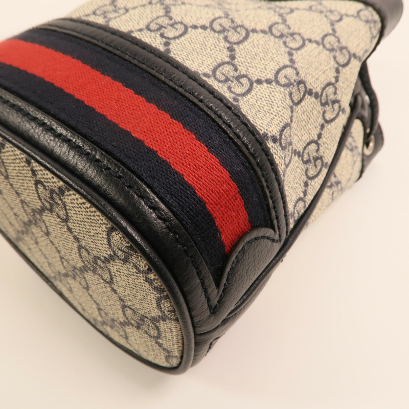 GUCCI 塗層帆布Ophidia GG Mini Bucket Bag銀扣肩背袋-10