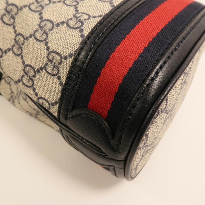 GUCCI 塗層帆布Ophidia GG Mini Bucket Bag銀扣肩背袋-13