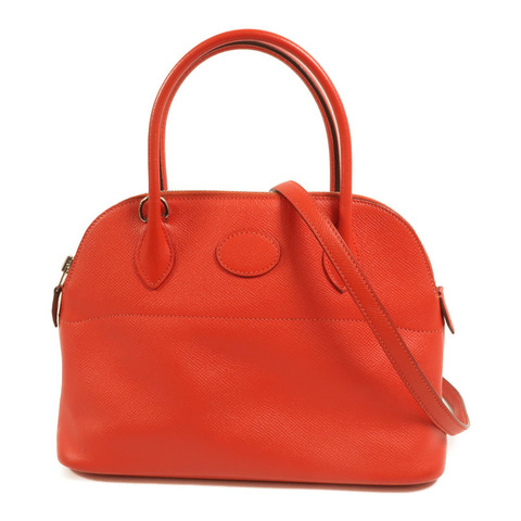 HERMES 【Hermes Fair】Epsom皮革Bolide 27銀扣手挽肩背兩用袋Rouge Tomate