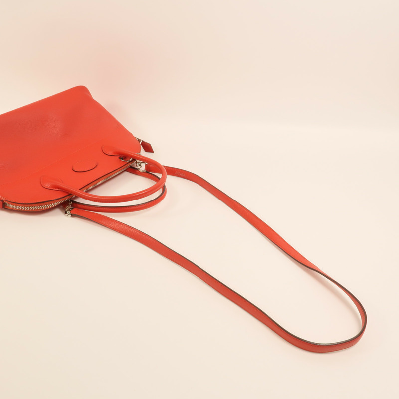 HERMES 【Hermes Fair】Epsom皮革Bolide 27銀扣手挽肩背兩用袋Rouge Tomate-7