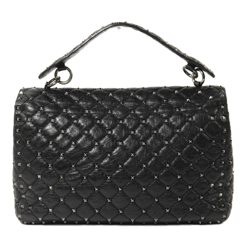 Valentino 牛皮皮革Rockstud Spike銀扣鏈帶手挽肩背兩用袋-1
