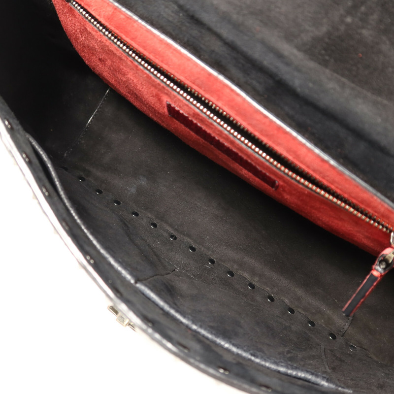 Valentino 牛皮皮革Rockstud Spike銀扣鏈帶手挽肩背兩用袋-4