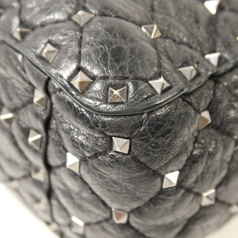 Valentino 牛皮皮革Rockstud Spike銀扣鏈帶手挽肩背兩用袋-11