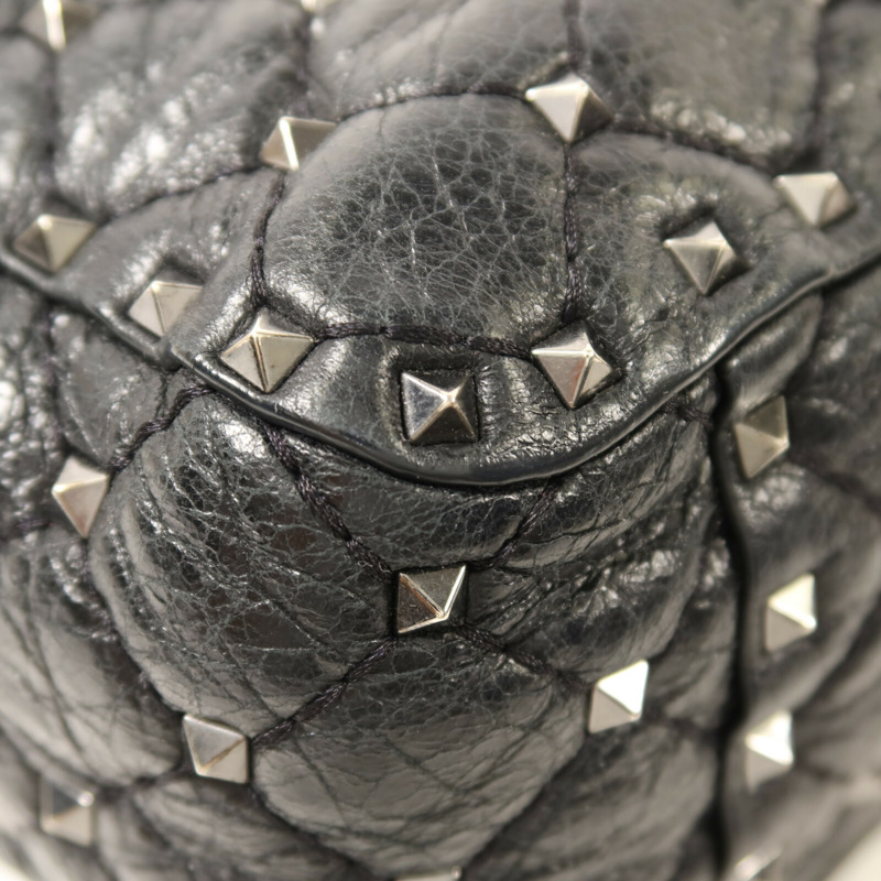 Valentino 牛皮皮革Rockstud Spike銀扣鏈帶手挽肩背兩用袋-12