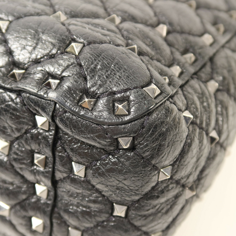 Valentino 牛皮皮革Rockstud Spike銀扣鏈帶手挽肩背兩用袋-13