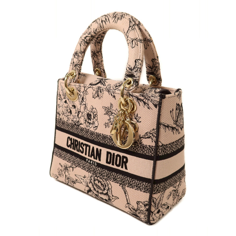 Dior 帆布Lady D-Lite Medium金扣手挽肩背兩用袋-2