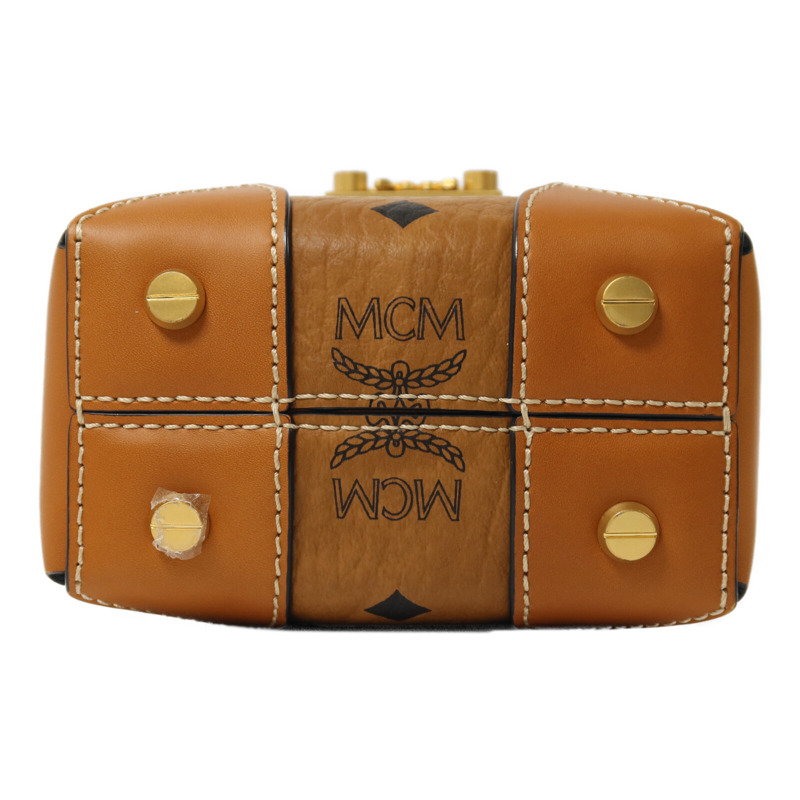 MCM 牛皮皮革Soft Berlin Visetos金扣鏈帶手挽肩背兩用袋-3