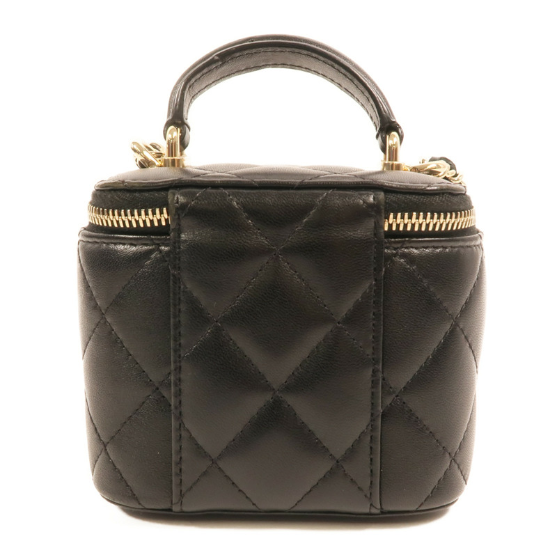 CHANEL 羊皮皮革Vanity Case金扣鏈帶手挽肩背兩用袋-1