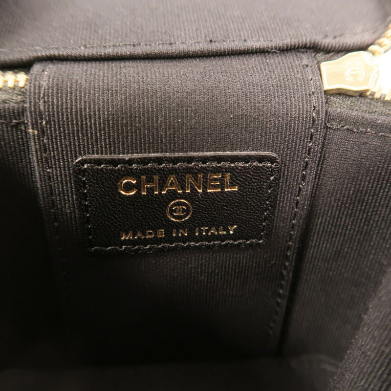 CHANEL 羊皮皮革Vanity Case金扣鏈帶手挽肩背兩用袋-5