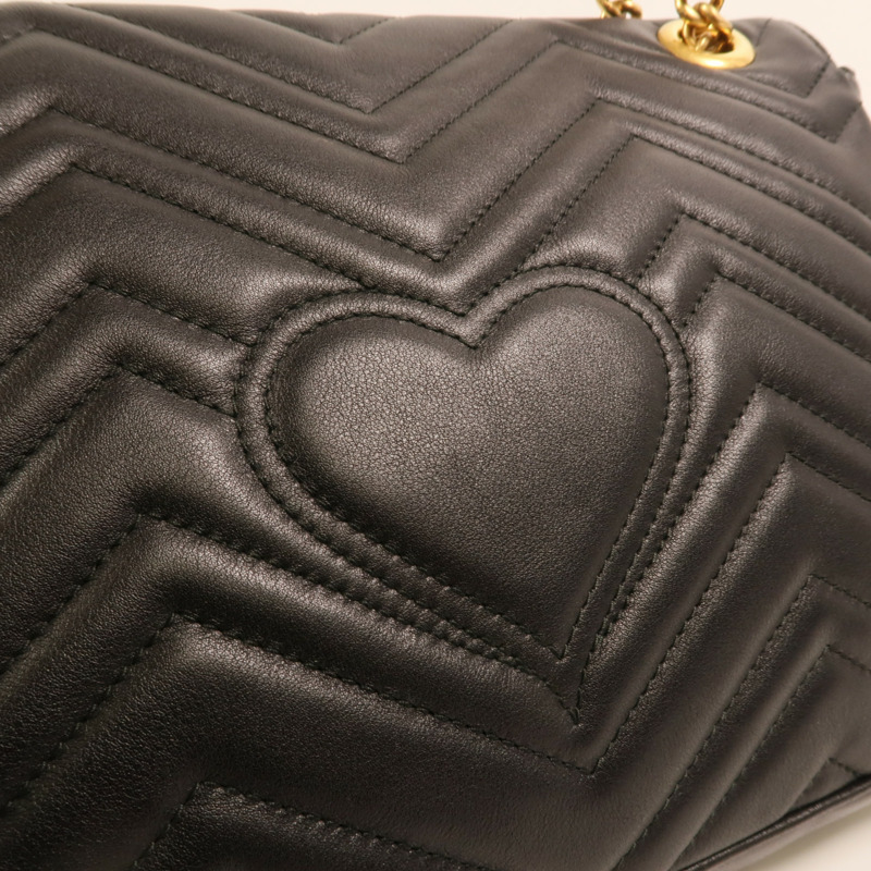 GUCCI 牛皮皮革GG Marmont Medium金扣鏈帶肩背袋-9