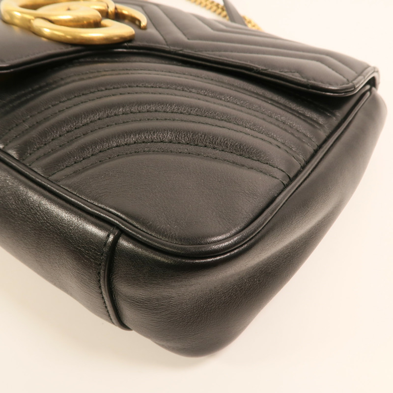 GUCCI 牛皮皮革GG Marmont Medium金扣鏈帶肩背袋-10