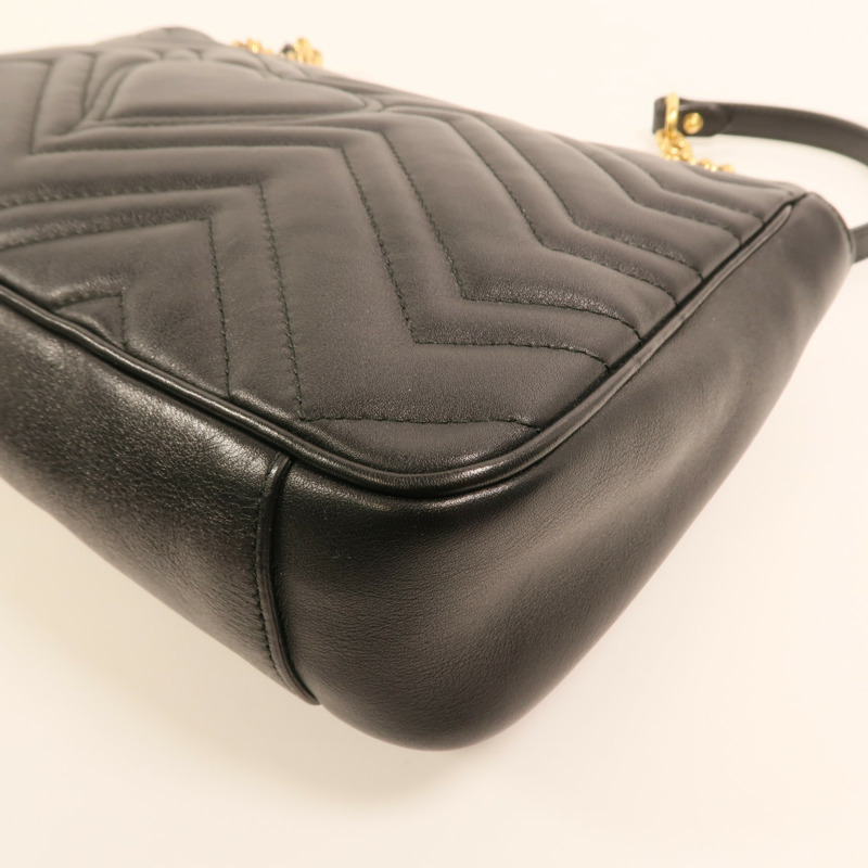 GUCCI 牛皮皮革GG Marmont Medium金扣鏈帶肩背袋-12