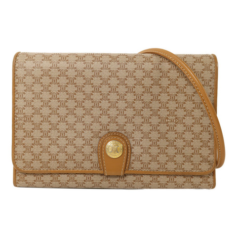 CELINE 塗層帆布Vintage Macadam金扣肩背袋
