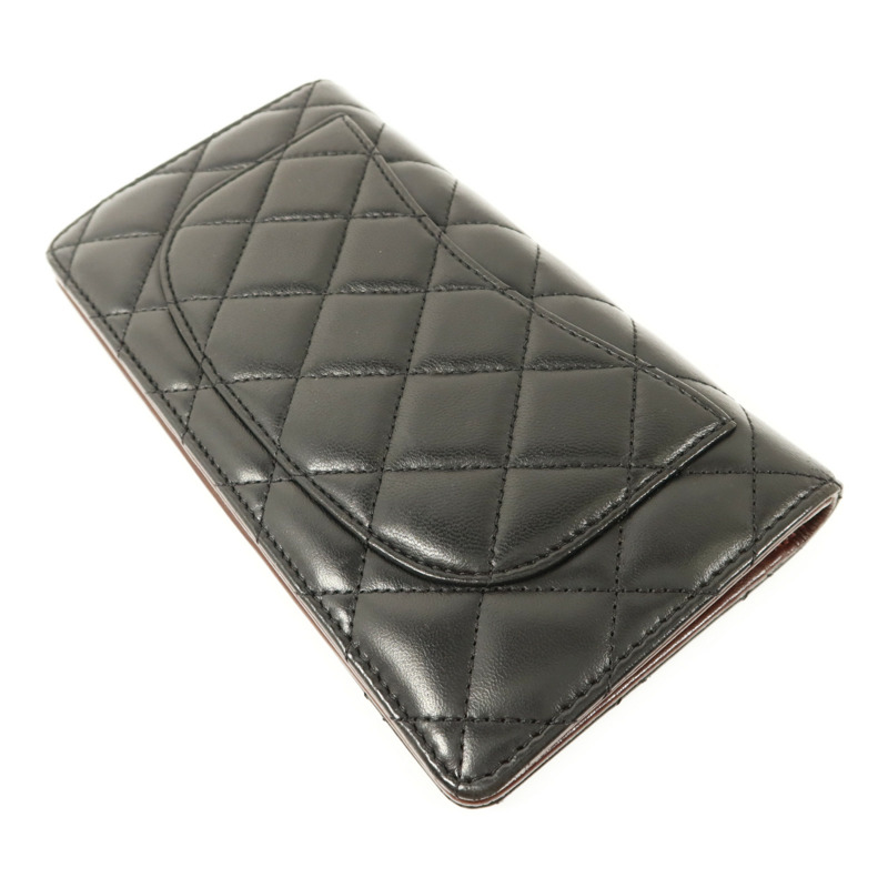 CHANEL 羊皮皮革Long Bifold Wallet銀扣長錢包-3