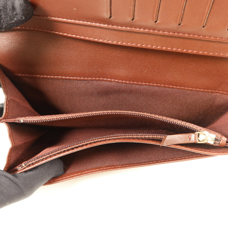 CHANEL 羊皮皮革Long Bifold Wallet銀扣長錢包-6