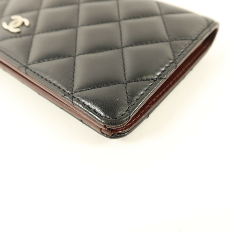 CHANEL 羊皮皮革Long Bifold Wallet銀扣長錢包-13