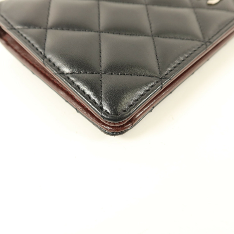 CHANEL 羊皮皮革Long Bifold Wallet銀扣長錢包-14
