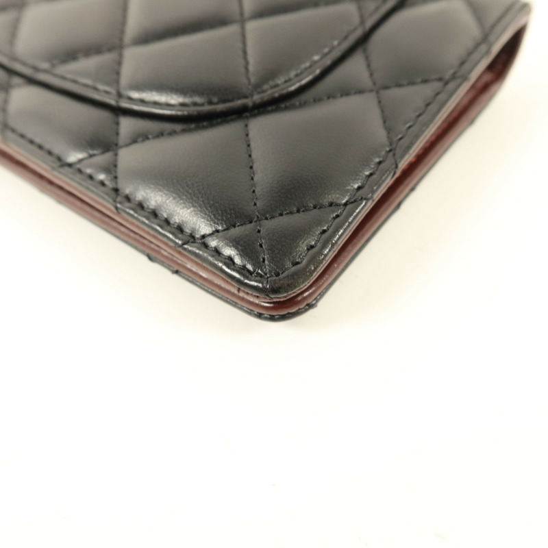 CHANEL 羊皮皮革Long Bifold Wallet銀扣長錢包-15