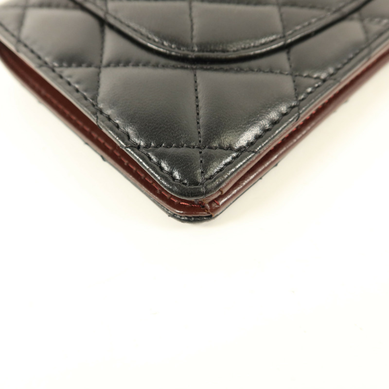 CHANEL 羊皮皮革Long Bifold Wallet銀扣長錢包-16