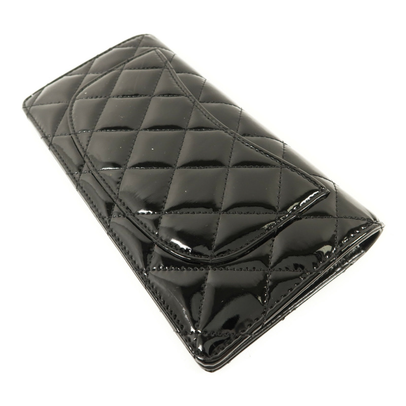 CHANEL 漆皮皮革Long Bifold Wallet銀扣長錢包-3