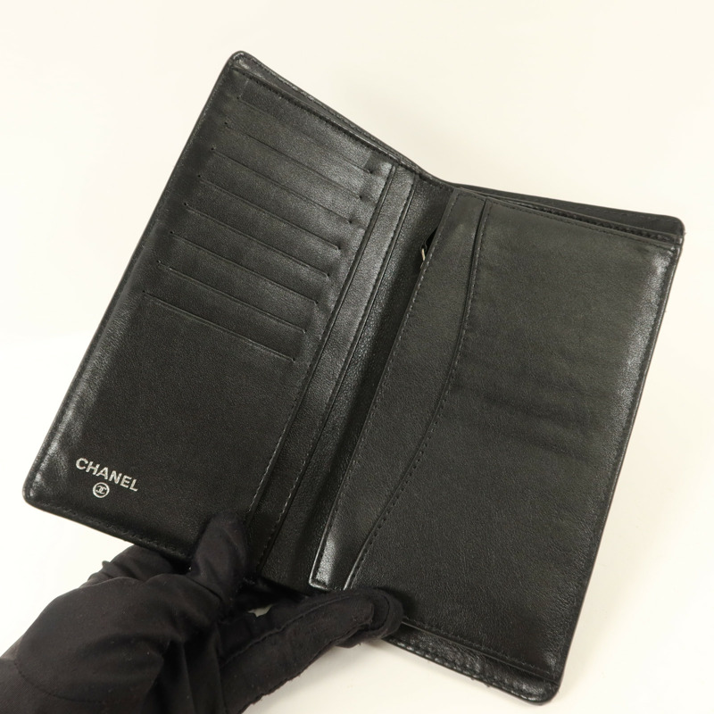 CHANEL 漆皮皮革Long Bifold Wallet銀扣長錢包-4