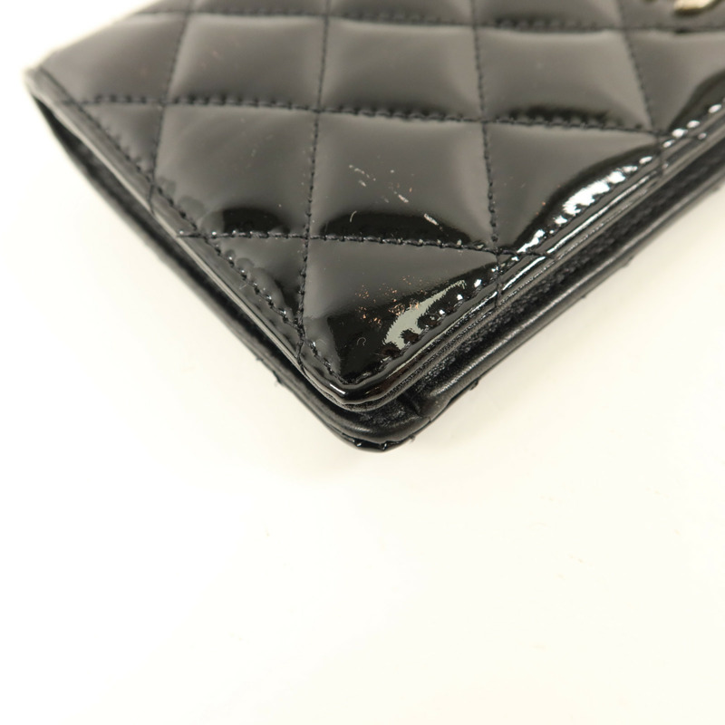 CHANEL 漆皮皮革Long Bifold Wallet銀扣長錢包-13