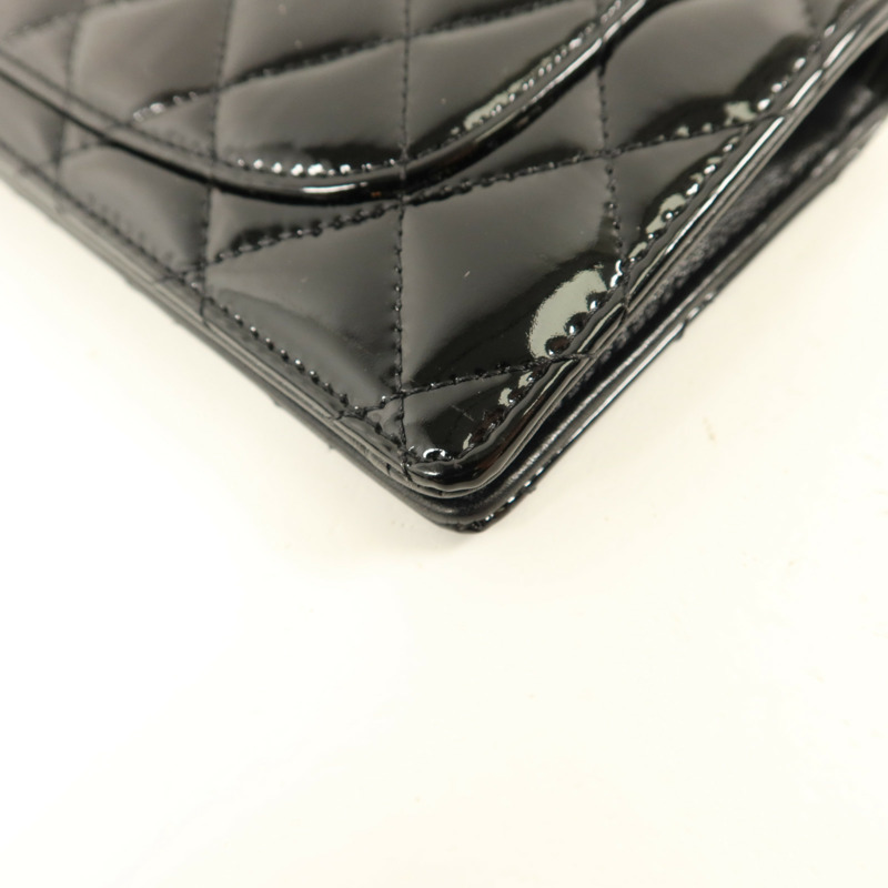 CHANEL 漆皮皮革Long Bifold Wallet銀扣長錢包-14