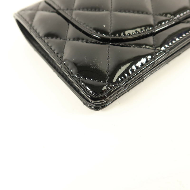 CHANEL 漆皮皮革Long Bifold Wallet銀扣長錢包-15