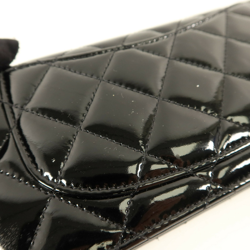 CHANEL 漆皮皮革Long Bifold Wallet銀扣長錢包-16