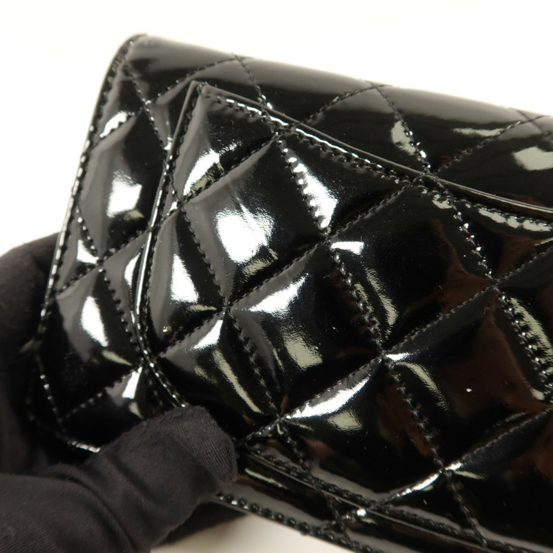 CHANEL 漆皮皮革Long Bifold Wallet銀扣長錢包-19