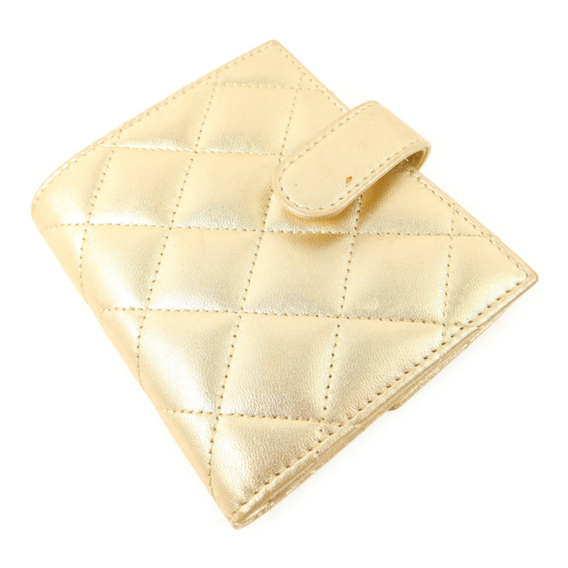CHANEL 牛皮皮革Bifold Wallet金扣錢包-3