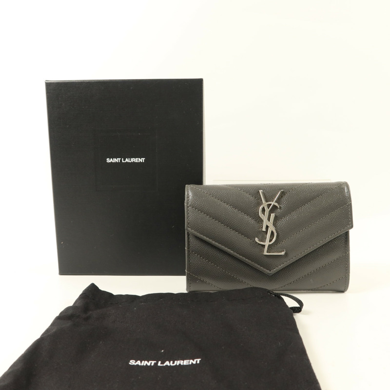 YVES SAINT LAURENT 牛皮皮革Cassandre Matelasse Wallet銀扣錢包-8