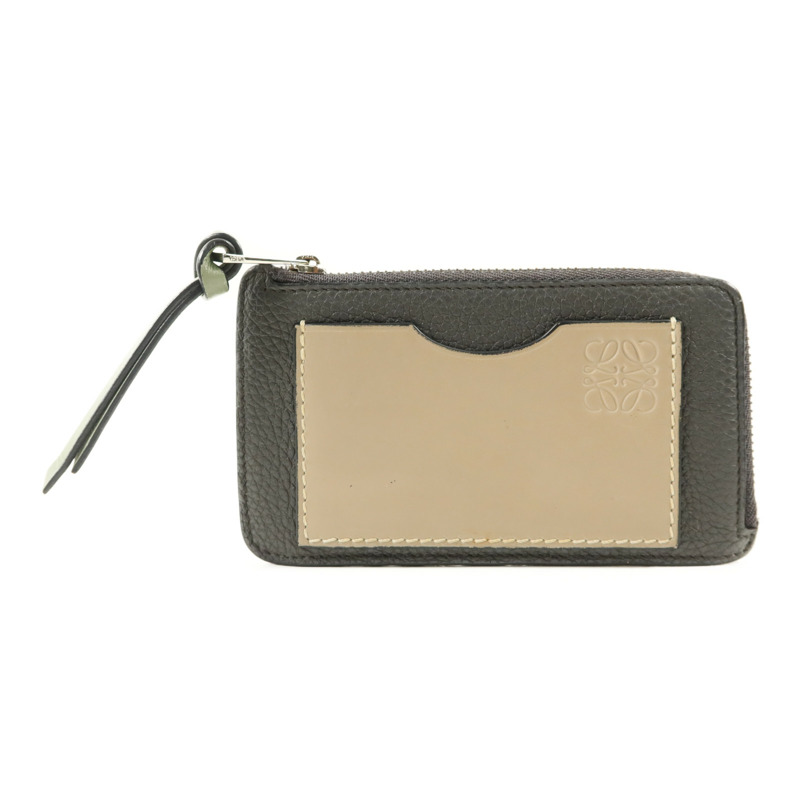 LOEWE 牛皮皮革Card Case銀扣卡片套-0