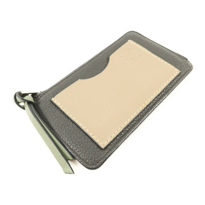 LOEWE 牛皮皮革Card Case銀扣卡片套-2