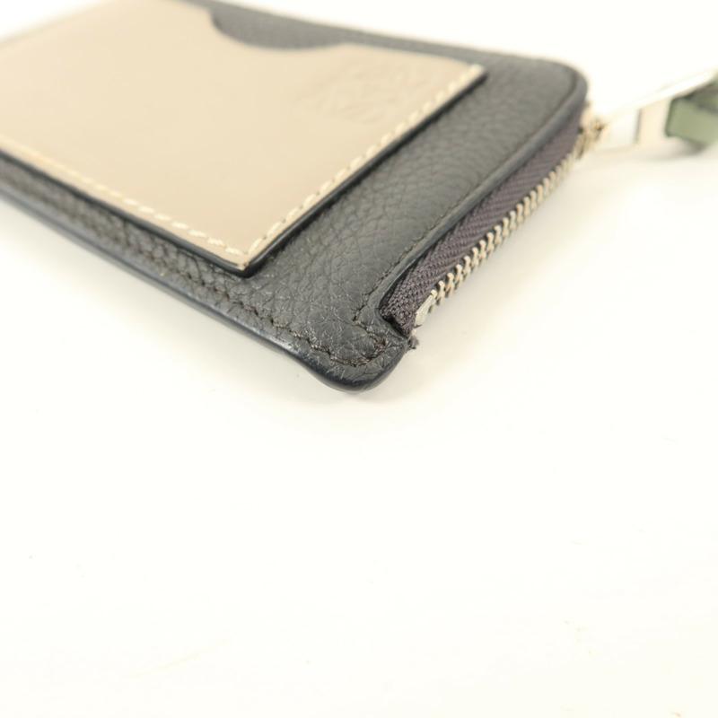 LOEWE 牛皮皮革Card Case銀扣卡片套-9